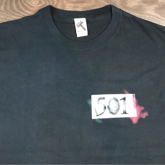 Street T Men’s Vintage 1989 Graffiti Graphic Levi’s Strauss 501 Black T-Shirt L - Picture 6 of 8